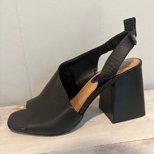 Vince Camuto Black Block Heel Slingback Sandals